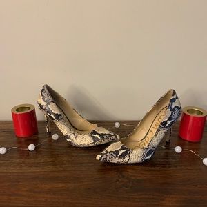 Sam Edelman Hazel Pointed Toe Heel; Ivory/Snake